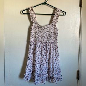 Skylar+Madison White Floral Smocked Top Sleeveless Mini Dress #S